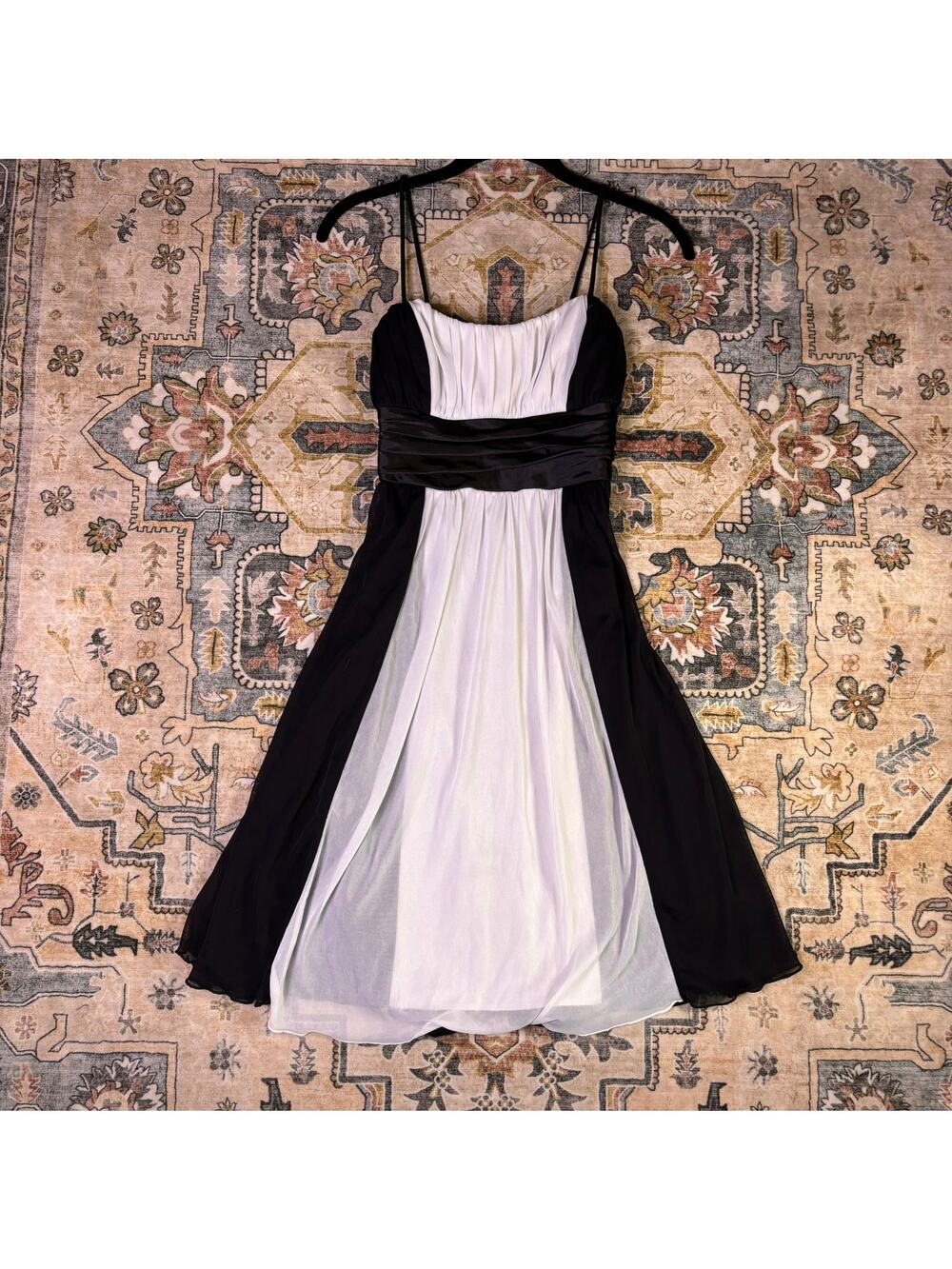 Vintage City Triangles Early 2000s Emo Club Girl Black and White Mini Dress S